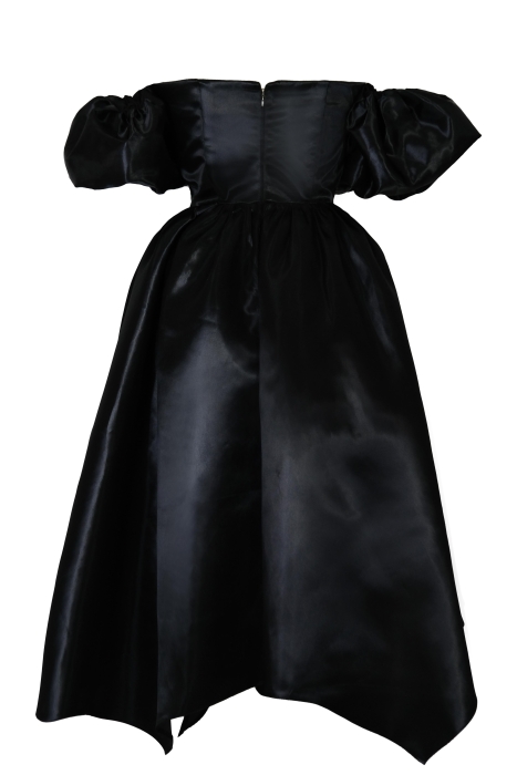 Платье "Бэйлис" черное, сатин (шелк, атлас) миди + подъюбник, чокер