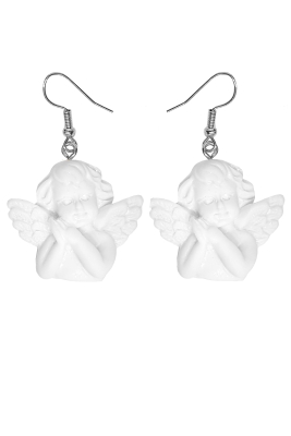 Серьги "Ангелы" белые, сереристая фурнитура