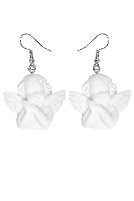 Серьги "Ангелы" белые, сереристая фурнитура