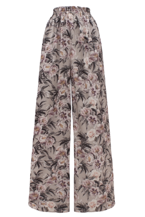 Костюм - пижама "Пальм" нюдовый, шелк, принт "Розы"