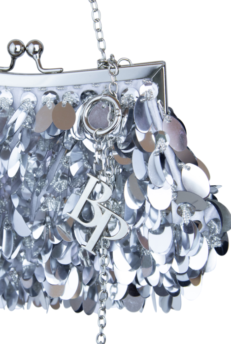 Сумка "Ридикюль" серебристый, овальные пайетки 