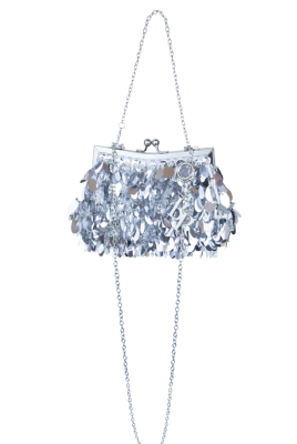 Сумка "Ридикюль" серебристый, овальные пайетки 