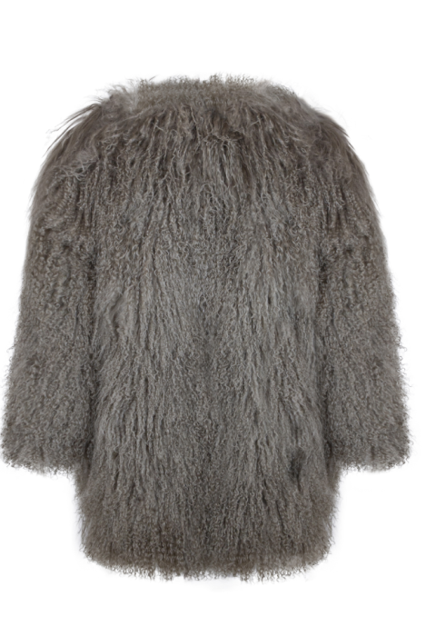 Шуба "Лорель" темно - коричневая, мех лама (натуральный), миди 90 см