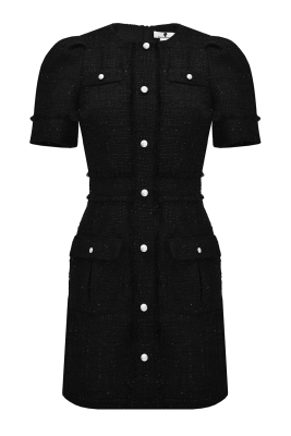 Платье "Бетти" черное, с люрексом, твид