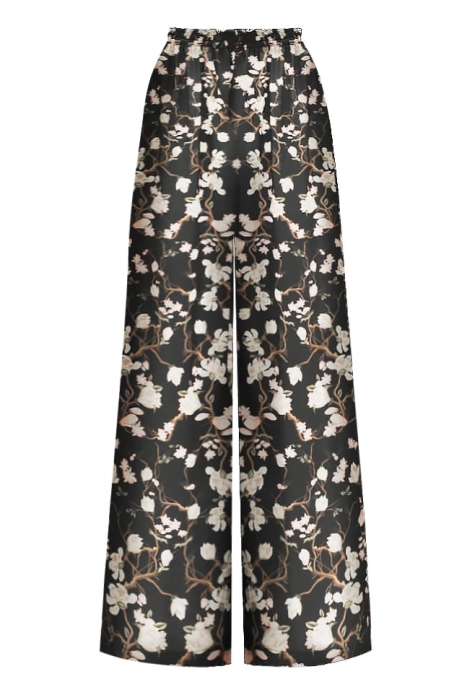 Костюм - пижама "Пальм" темно-синий, шелк, принт "Розы"