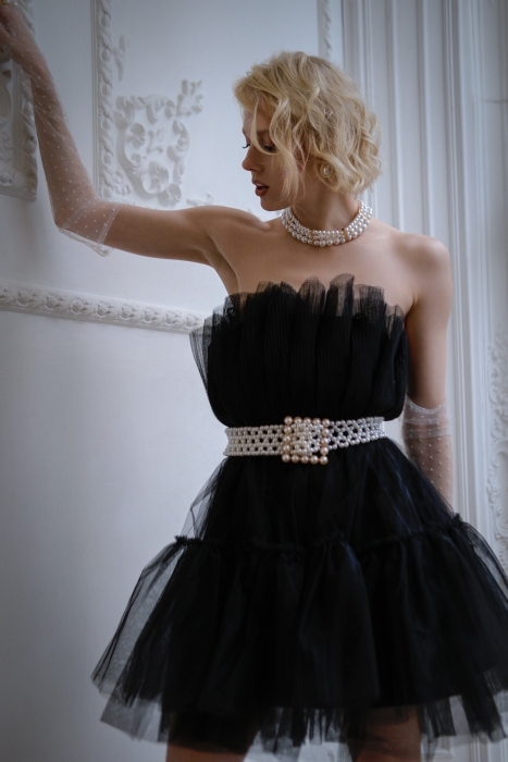 Платье "Аверилл" черное, фатин, мини