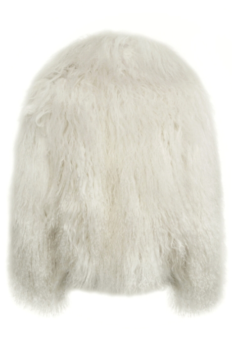 Шуба (полушубок) "Николет" белая, мех лама (натуральный), мини 60 см