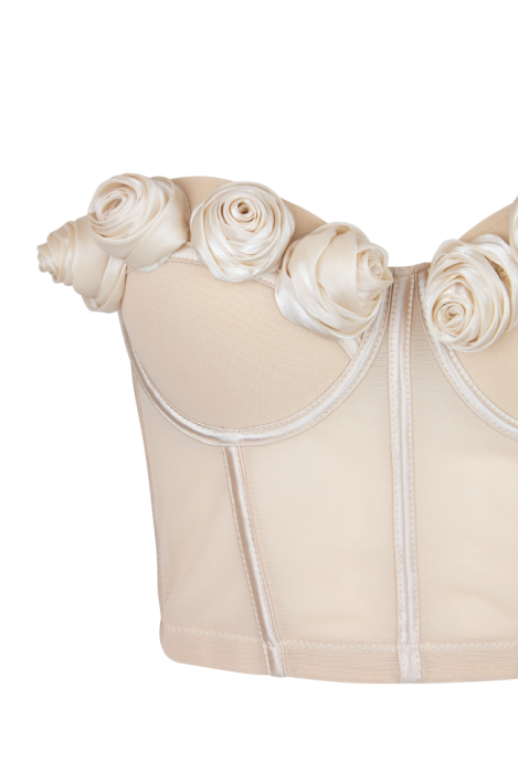 Топ-корсет "Жозе" бежевый, нюдовый, объемные розы