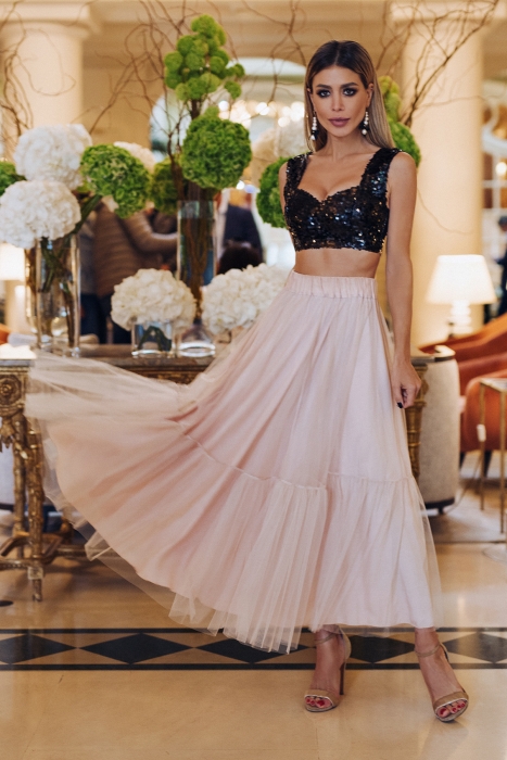 Топ "Эмбер" черный, пайетки 