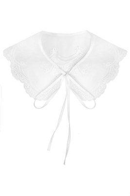 Воротник белый, органза с вышивкой, накладной на завязках