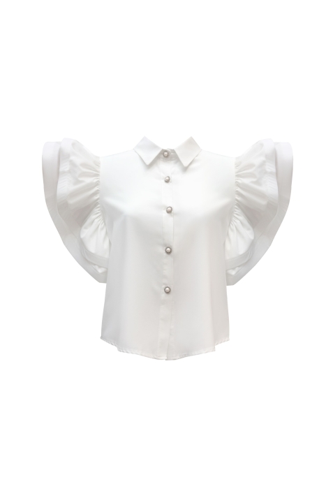 Блуза "Вилайна" белая, рукава - воланы