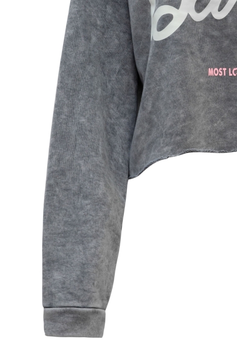 Свитшот "Barbie (Барби)" серый, белый принт, укороченный