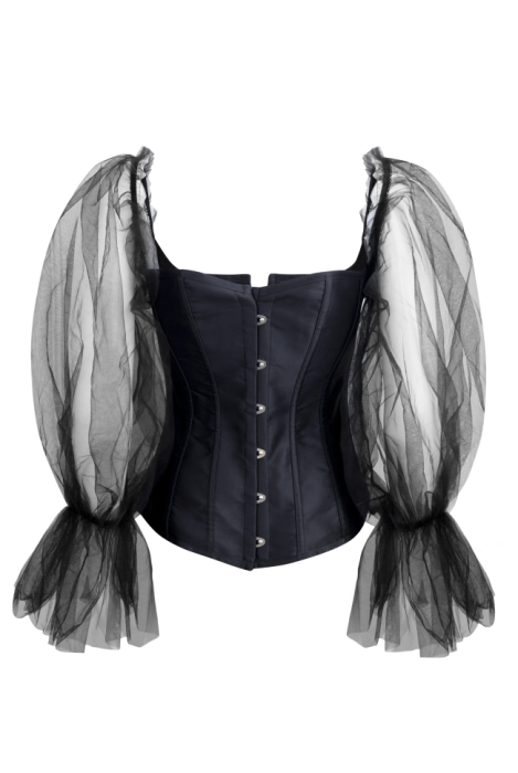 Блуза - топ - корсет "Пегги" черный, рукава фатин
