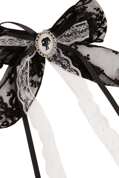 Бант кружево, черный, белый, лого