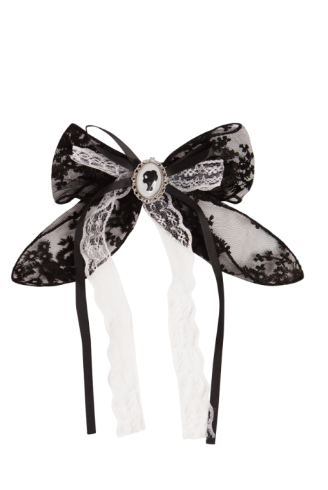 Бант кружево, черный, белый, лого