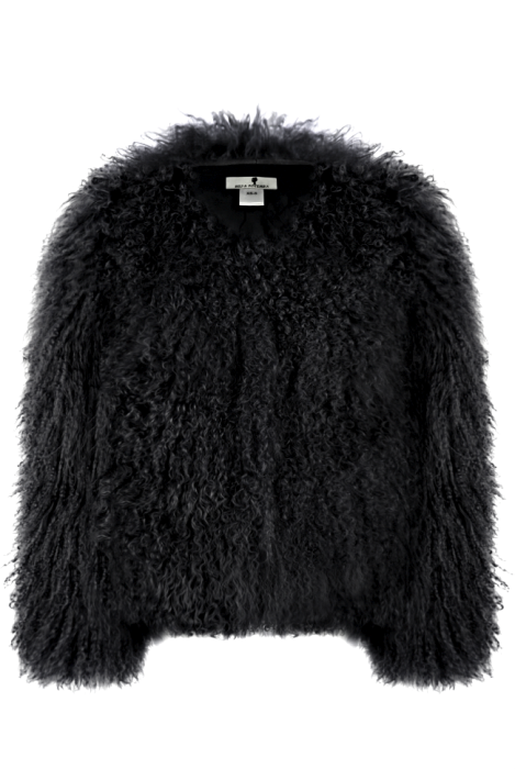 Шуба (полушубок) "Лорель" черная, мех лама (натуральный) 62 см.