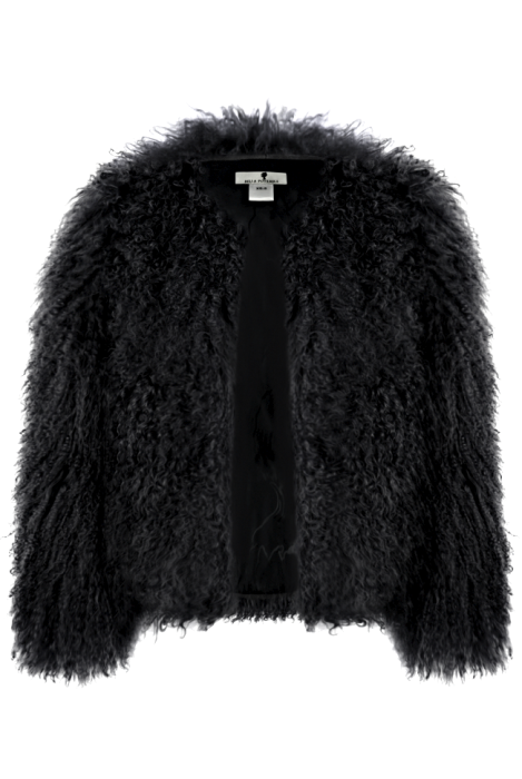 Шуба (полушубок) "Лорель" черная, мех лама (натуральный) 62 см.