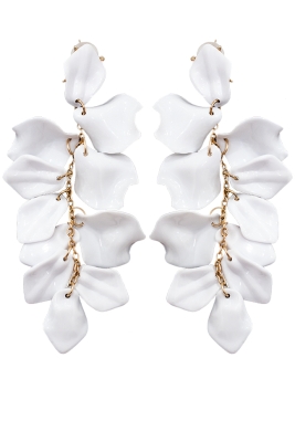 Серьги "Лепестки" белые, глянец золотистые