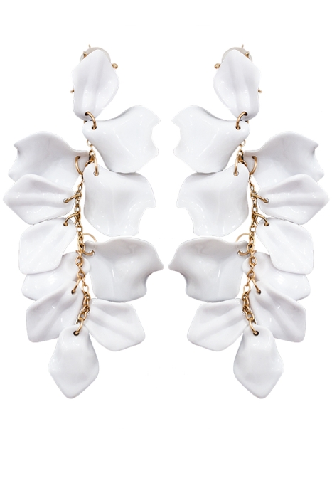 Серьги "Лепестки" белые, глянец золотистые