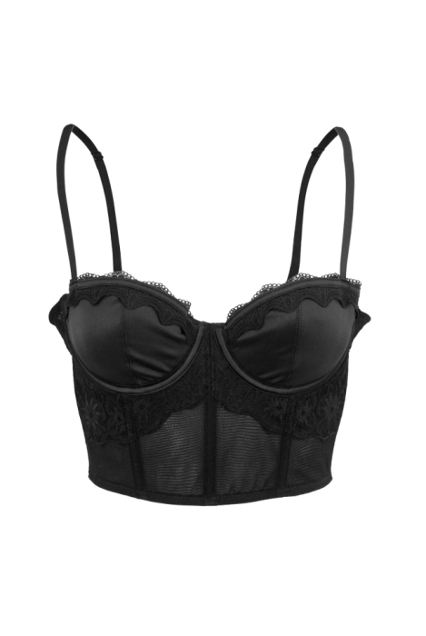Топ - кроп - корсет "Алетейя" черный, с кружевом