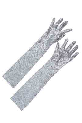 Перчатки "Пайетки" серебристые, длинные