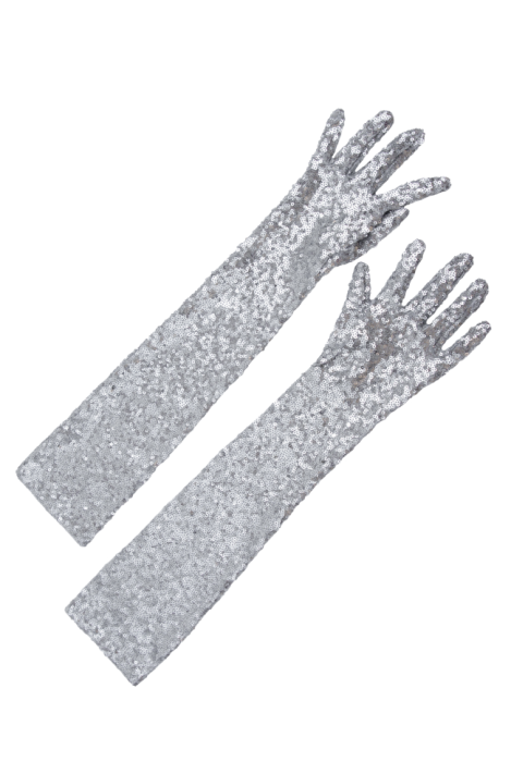 Перчатки "Пайетки" серебристые, длинные