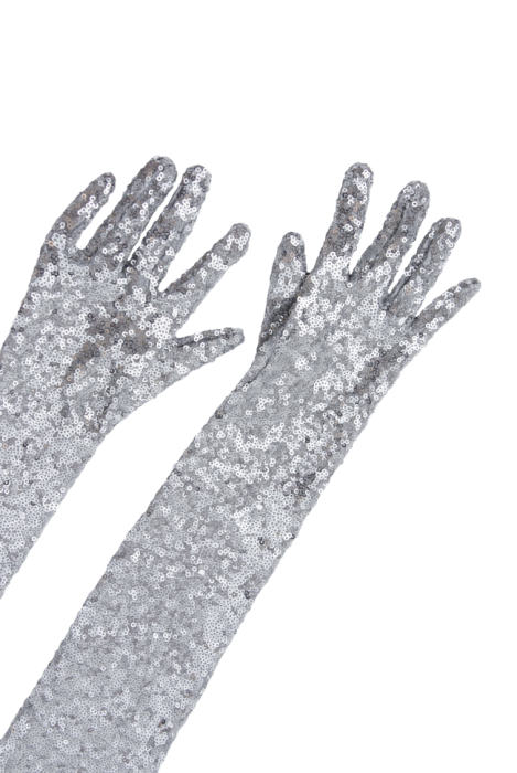 Перчатки "Пайетки" серебристые, длинные