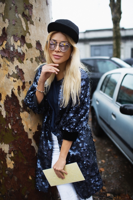 Кафтан "Рубен" синий, пайетки