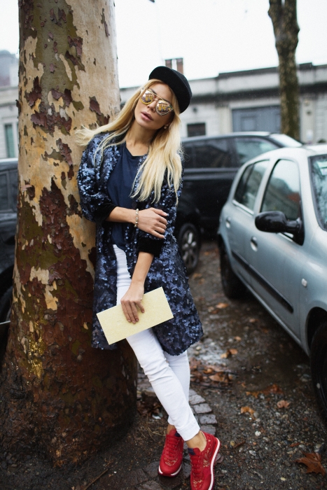 Кафтан "Рубен" синий, пайетки