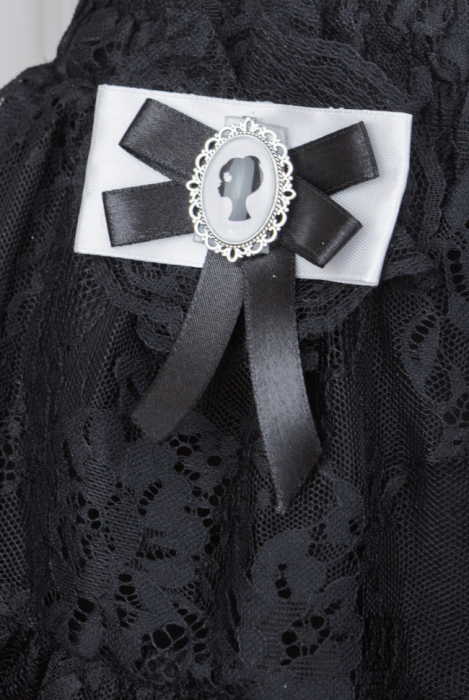 Юбка, мини, чёрная, кружевная, пышная, с воланами