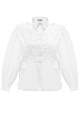 Блуза - рубашка "Леанд" белая, накидка из кружева