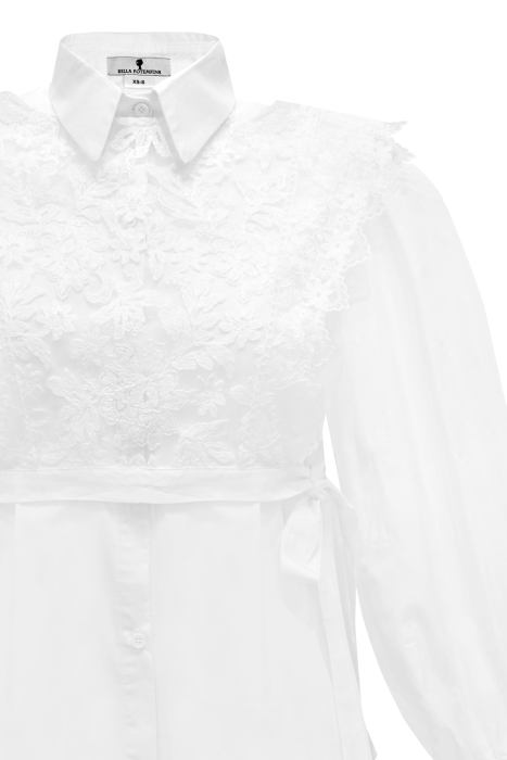Блуза - рубашка "Леанд" белая, накидка из кружева