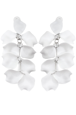 Серьги "Лепестки" молочные, матовые золотистые