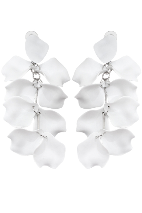 Серьги "Лепестки" молочные, матовые золотистые