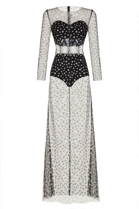 Платье "София" черное, белый горох, золотой глиттер