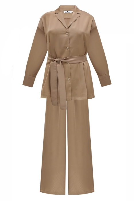 Костюм "Пикассо" бежевый, брючный, эко-шелк