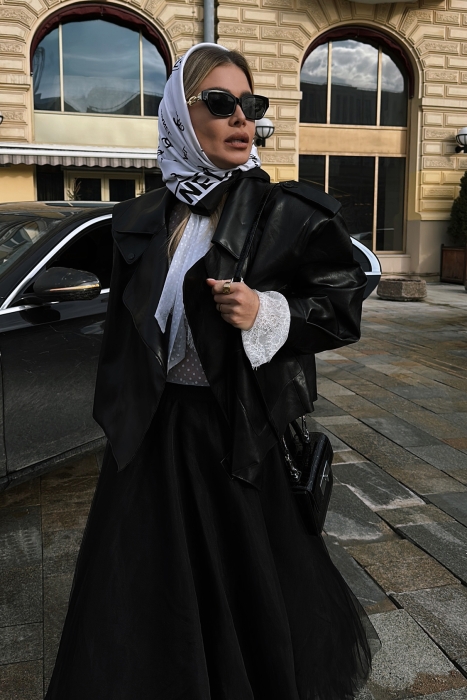 Куртка - пиджак - косуха "Леа" черная, эко-кожа