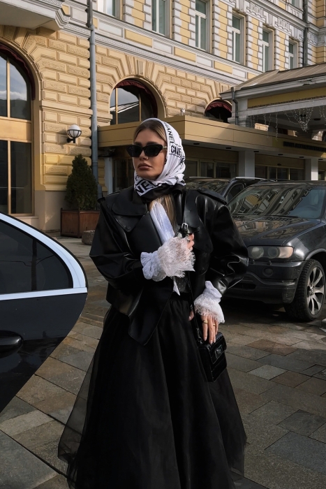 Куртка - пиджак - косуха "Леа" черная, эко-кожа