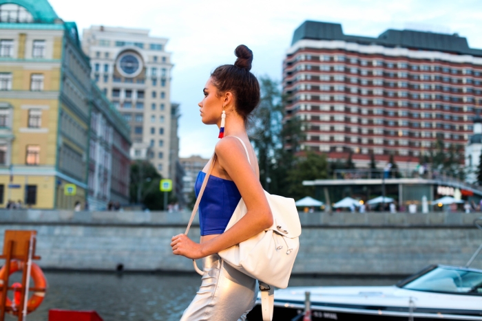 Рюкзак белый кожа