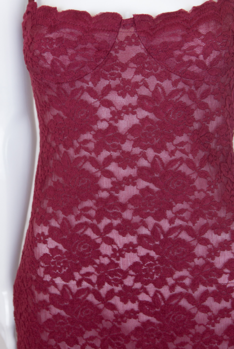 Платье - комбинация "Николь" бордовое, кружево, макси