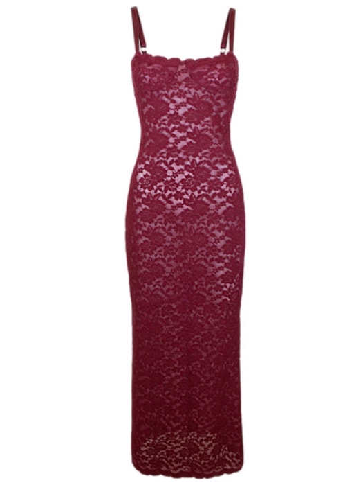 Платье - комбинация "Николь" бордовое, кружево, макси
