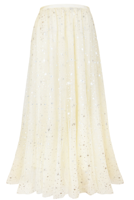 Юбка "Идлен" молочная с серебряными звездами, люрекс