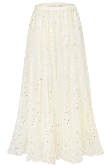 Юбка "Идлен" молочная с серебряными звездами, люрекс