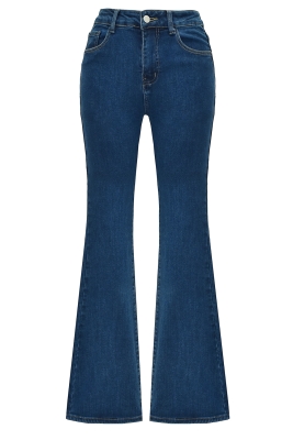 Джинсы "Даллас" синие клёш, утеплённые, стрейч, высокая талия