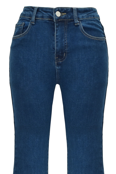 Джинсы "Даллас" синие клёш, утеплённые, стрейч, высокая талия