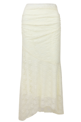 Юбка "Джесли" ванильная (желтая), кружево, с воланом по косой (100 см)