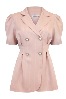 Жакет Жан-Брис, Приталенный, короткие объемные рукава, тонкая полоска