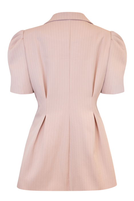 Жакет Жан-Брис, Приталенный, короткие объемные рукава, тонкая полоска
