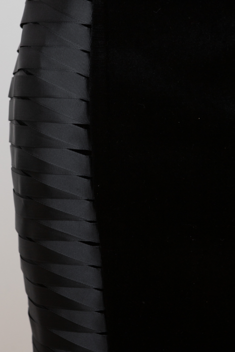 Платье "Розелл", мини, черное, бархат, корсетный футляр, 