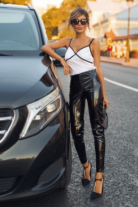 Лосины "Резэ" черные, лак